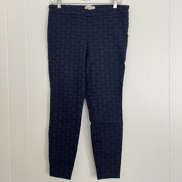 Nanette Lepore Blue Flower Pattern Mid-Rise Skinny Ankle Leggings Pants M NWOT - Picture 1 of 3